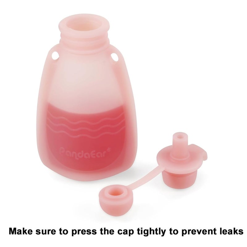 PandaEar Reusable Silicone Baby Food Pouches, 4 Pack Squeeze Pouches for Toddler Kids, BPA-Free Silicone Refillable Baby Food Storage, 5 oz - Image 5